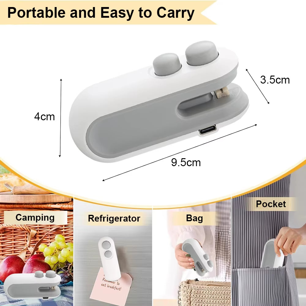 Mini Portable Heat Sealer for Food Packaging - Rechargeable Thermal Bag Sealing Machine