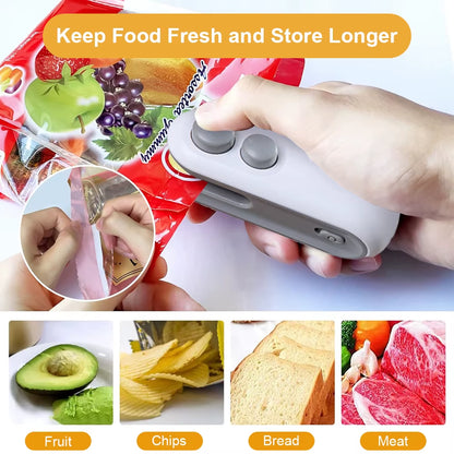 Mini Portable Heat Sealer for Food Packaging - Rechargeable Thermal Bag Sealing Machine