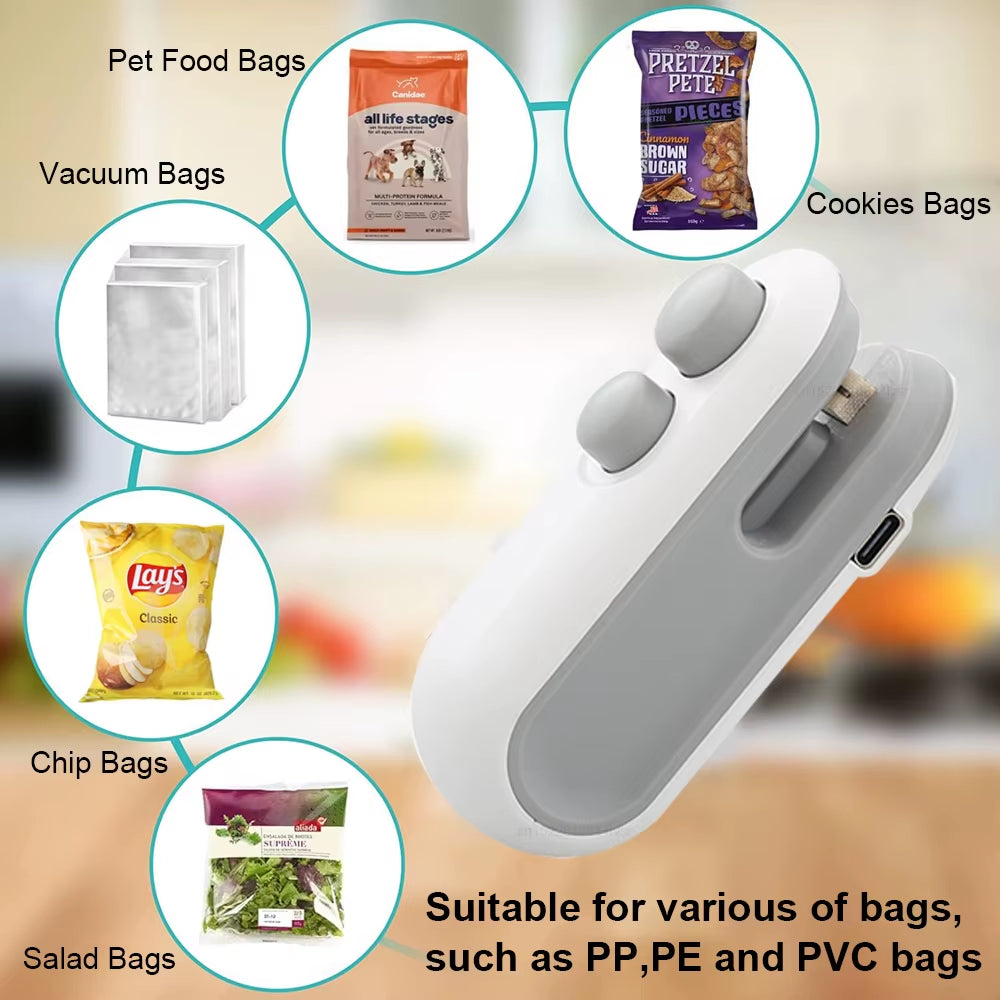 Mini Portable Heat Sealer for Food Packaging - Rechargeable Thermal Bag Sealing Machine