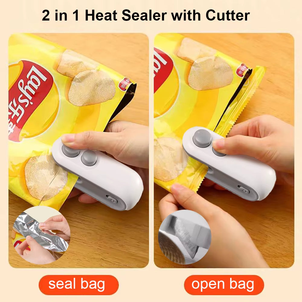 Mini Portable Heat Sealer for Food Packaging - Rechargeable Thermal Bag Sealing Machine