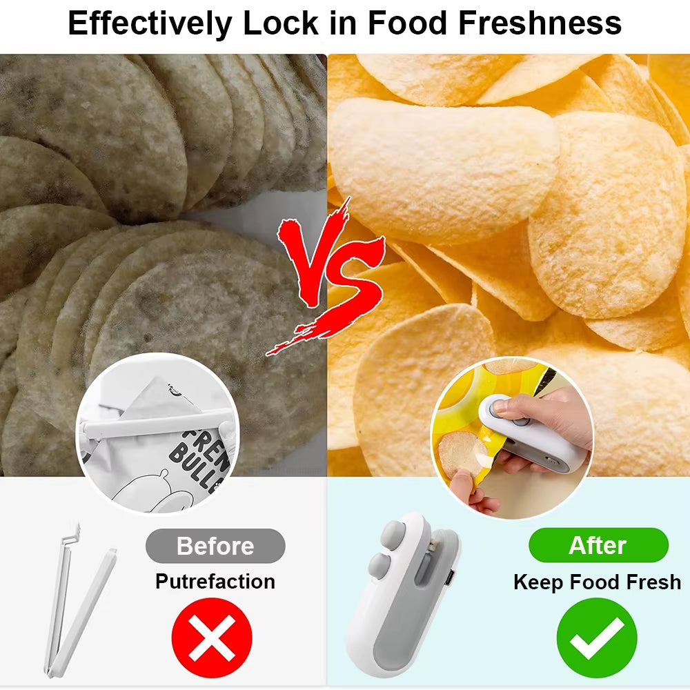 Mini Portable Heat Sealer for Food Packaging - Rechargeable Thermal Bag Sealing Machine